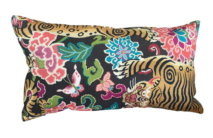 Vibrant Floral Tiger Pillow