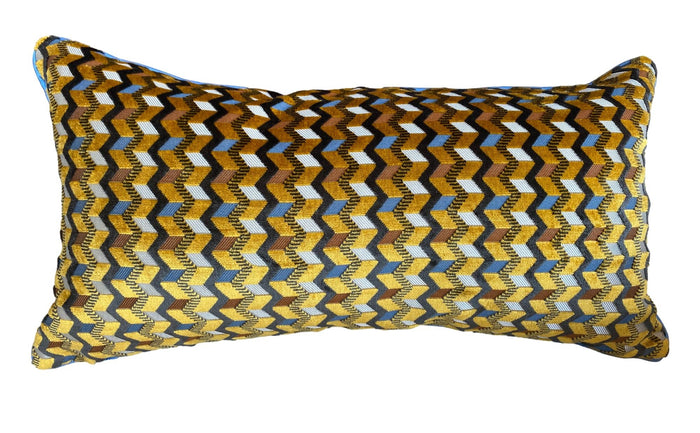 Yellow & Blue Textured Chevron Pillow