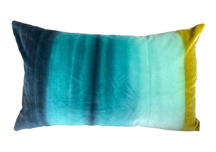 Blue & Green Ombre Velvet Pillow