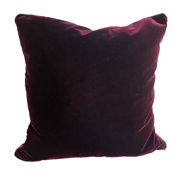 Deep Burgundy Velvet Throw Pillow