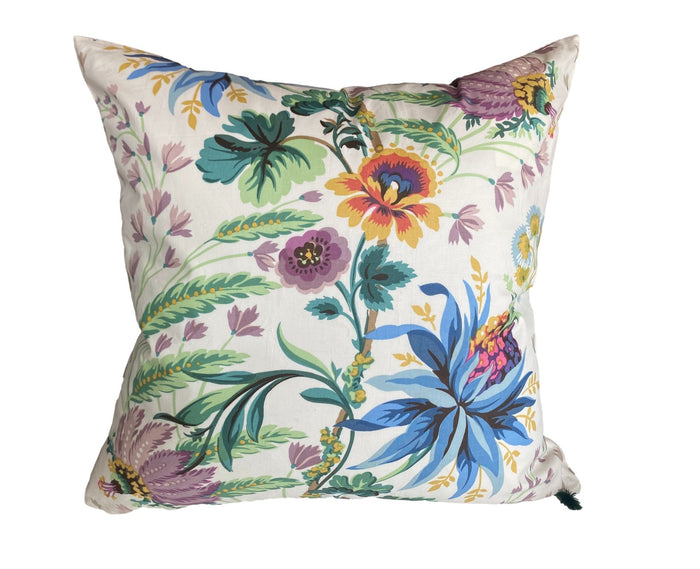 Floral Pillow with Pinstripe Back