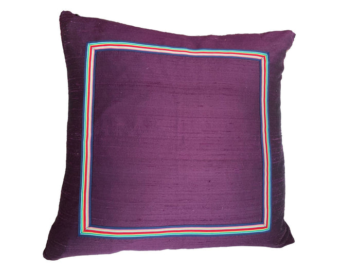 Rainbow Border Purple Throw Pillow