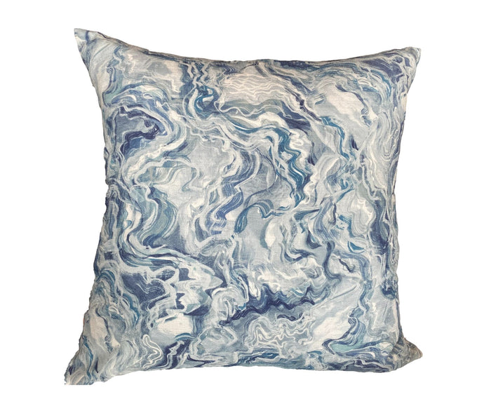 Blue Marbled Throw Pillow