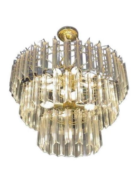 Vintage Three-Tiered Lucite Prism Waterfall Chandelier