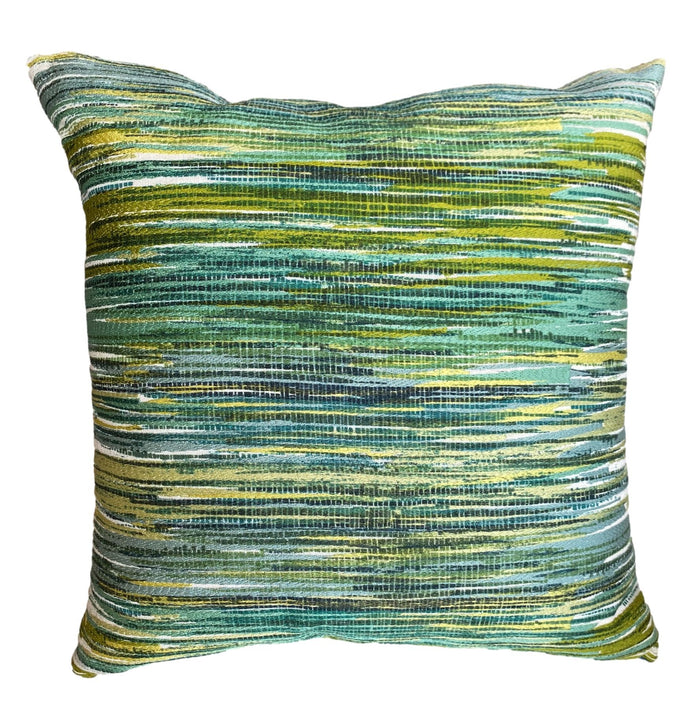 Green & Blue Abstract Stripe Throw Pillow