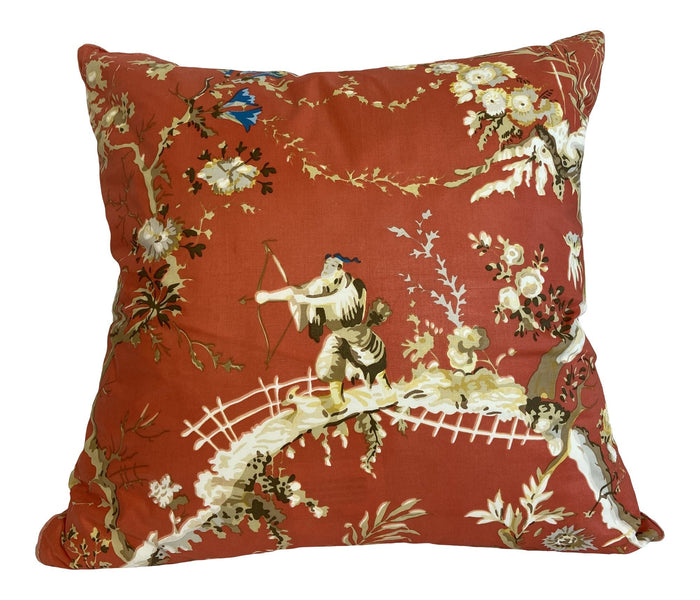 Brunschwig & Fils Coral Chinoiserie Pillow