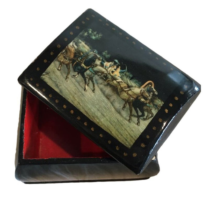 Small Lacquer Equine Russian Box