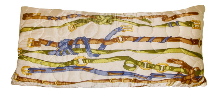 Vintage Quilted Hermes-Style Silk Scarf Pillow