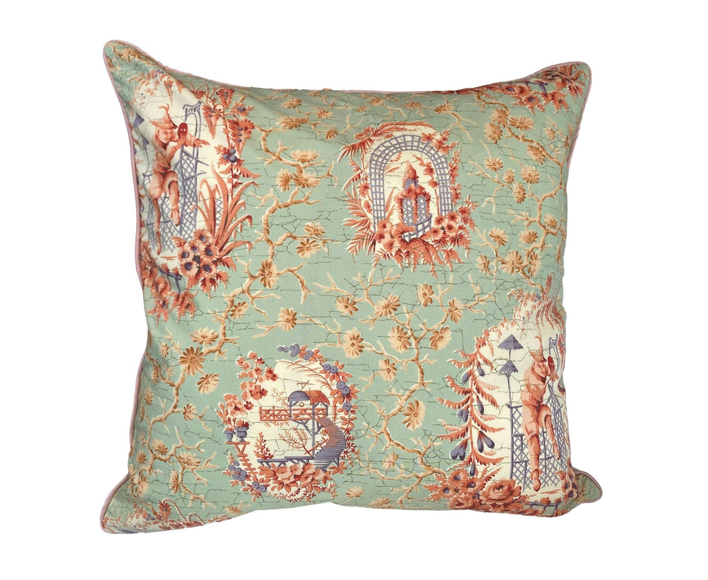 Sage Green Chinoiserie Throw Pillow