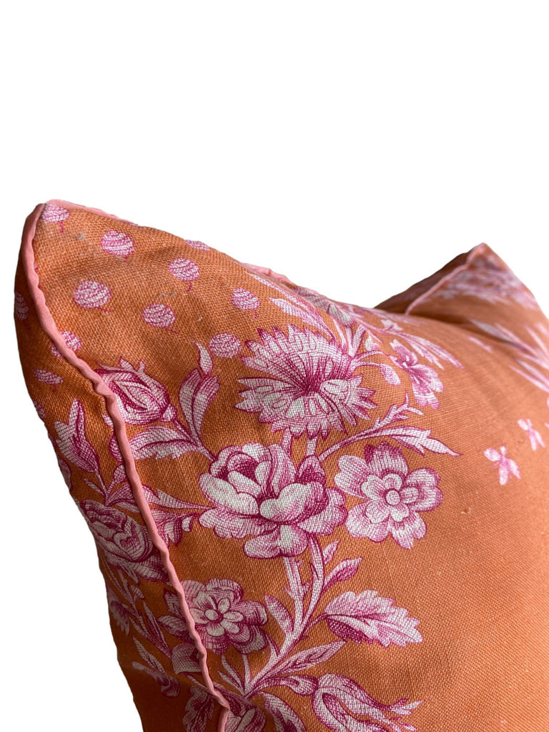 Orange & Pink Toile Throw Pillow