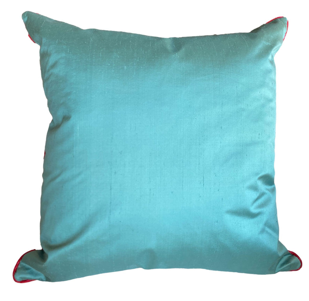 Baroque-Inspired Damask Turquoise Throw Pillow