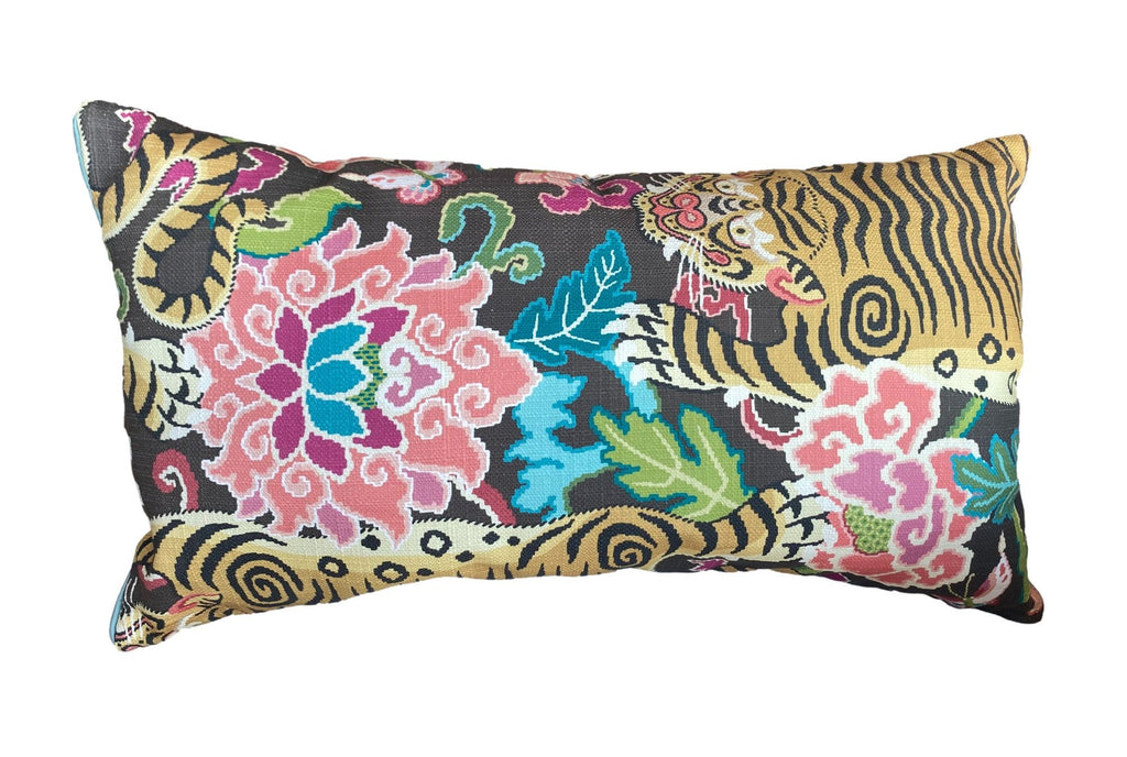 Vibrant Floral Tiger Pillow