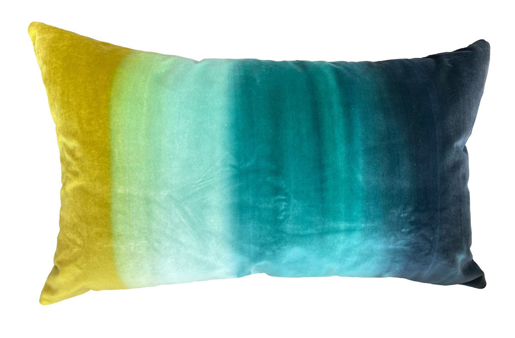 Blue & Green Ombre Velvet Pillow