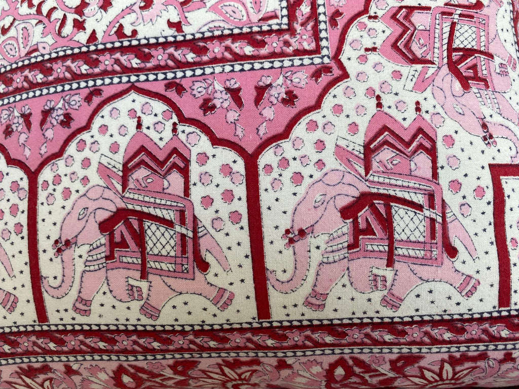 Vintage Pink & Red Mughal-Inspired Throw Pillow