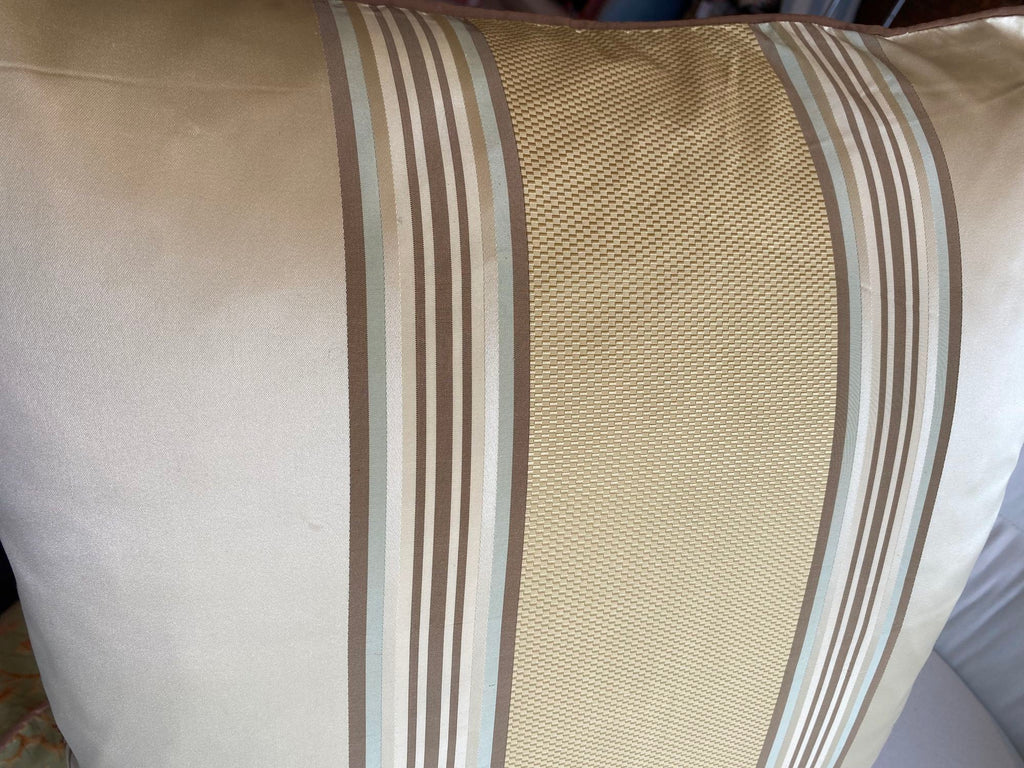 Neutral Silk Striped Throw Pillow