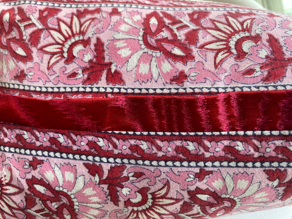 Vintage Pink & Red Mughal-Inspired Throw Pillow