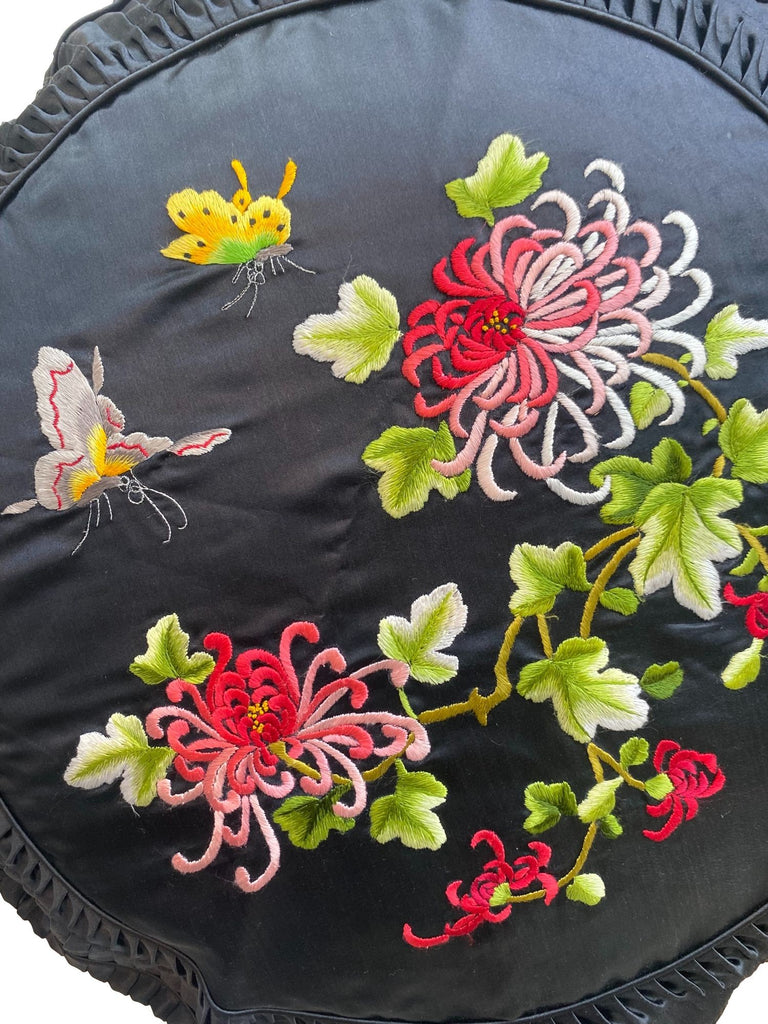 Custom Embroidered Butterfly Garden Pillow