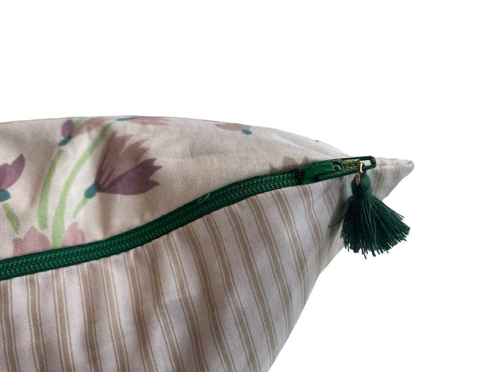 Floral Pillow with Pinstripe Back