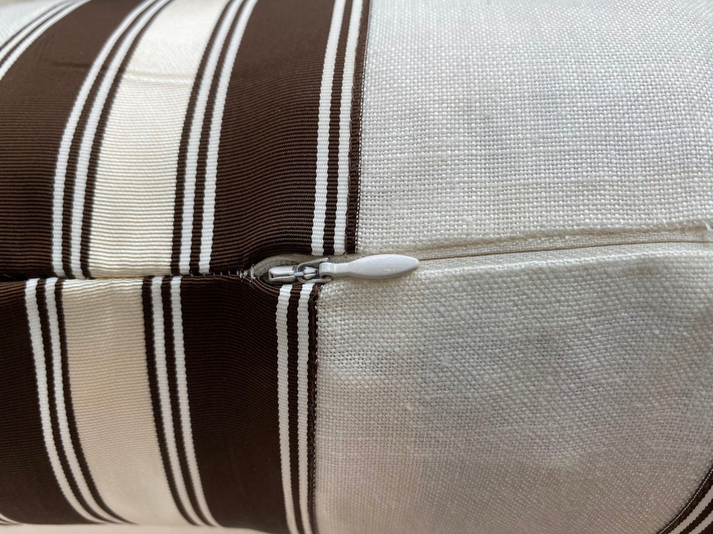 Brown & Ivory Stripe Bolster Pillow