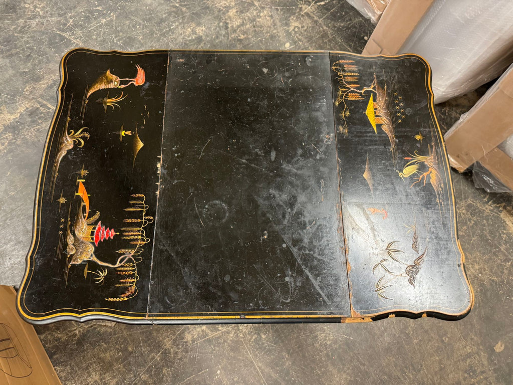 Hitchcock-Style Black Chinoiserie Rolling Cart