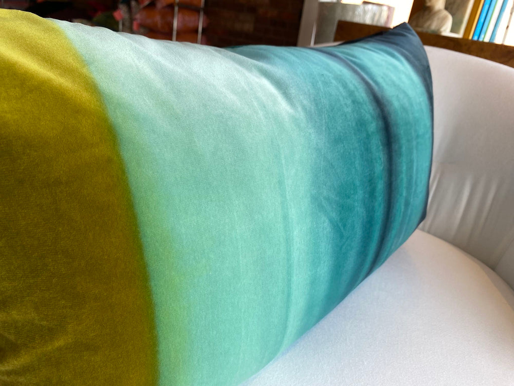 Blue & Green Ombre Velvet Pillow