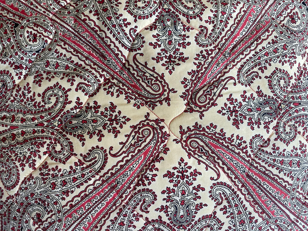 Vintage Pink & Red Paisley Silk Twill Scarf Throw Pillow