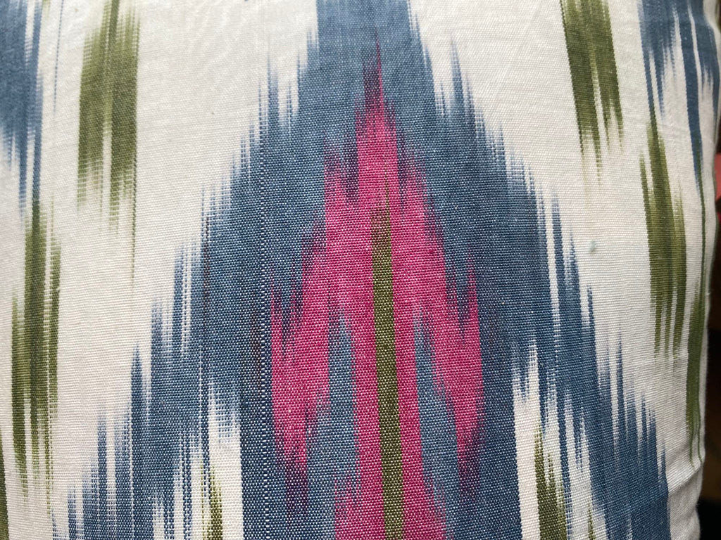 Blue, Purple, & Green Ikat Pattern Pillow