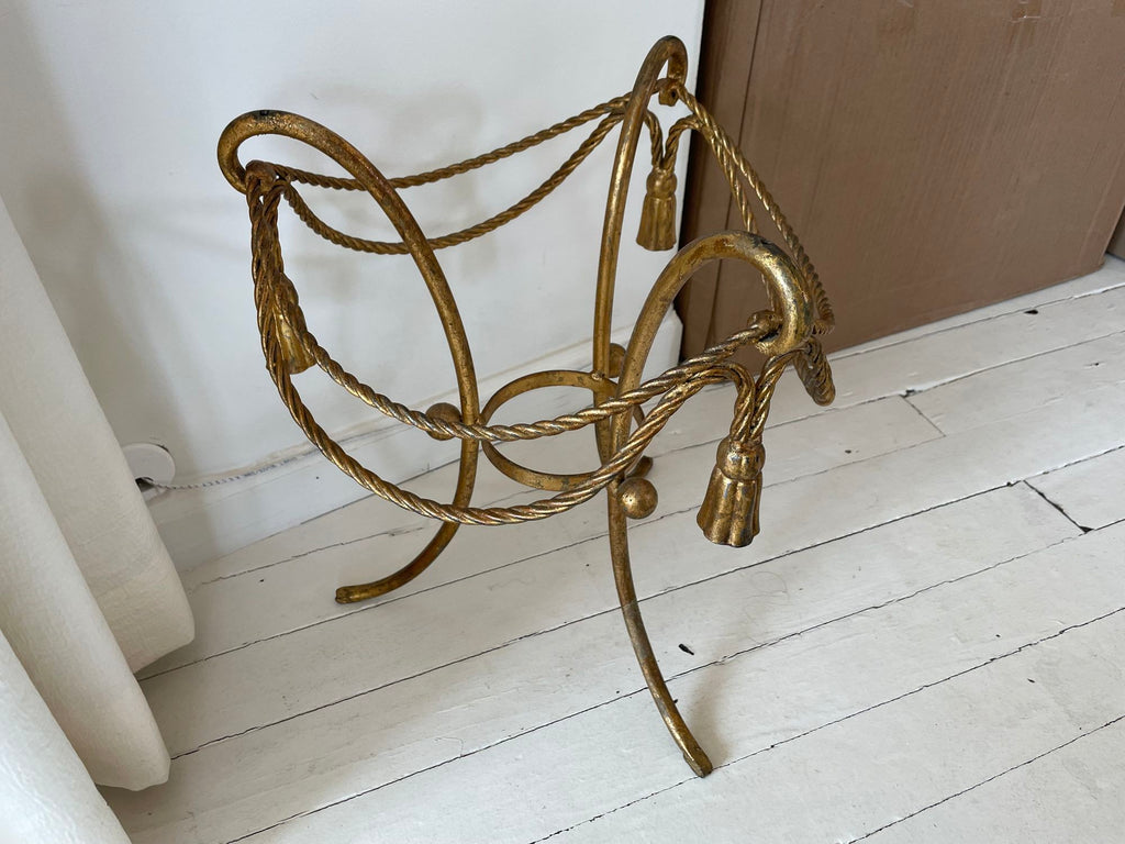 Italian Gilded Iron Rope & Tassel Side Table Legs