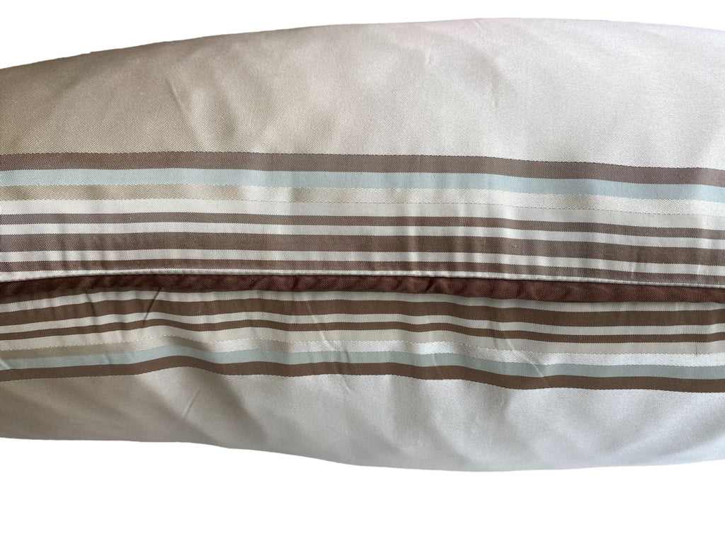 Neutral Silk Striped Throw Pillow