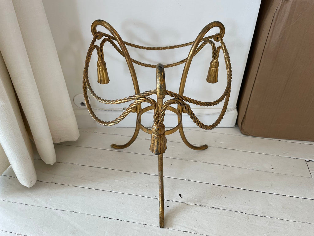 Italian Gilded Iron Rope & Tassel Side Table Legs