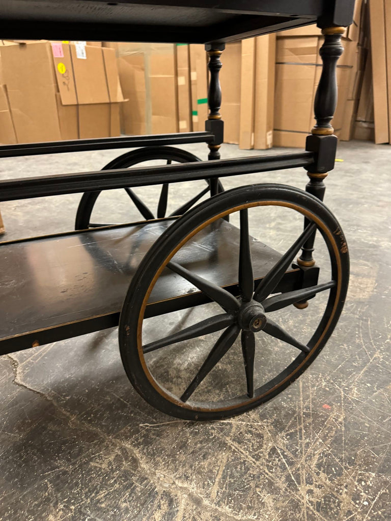 Hitchcock-Style Black Chinoiserie Rolling Cart