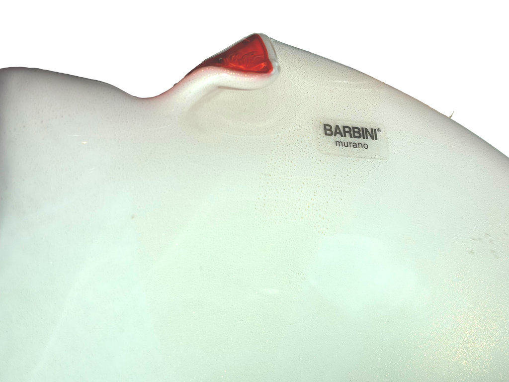 Alfredo Barbini Red & White Murano Glass Dish