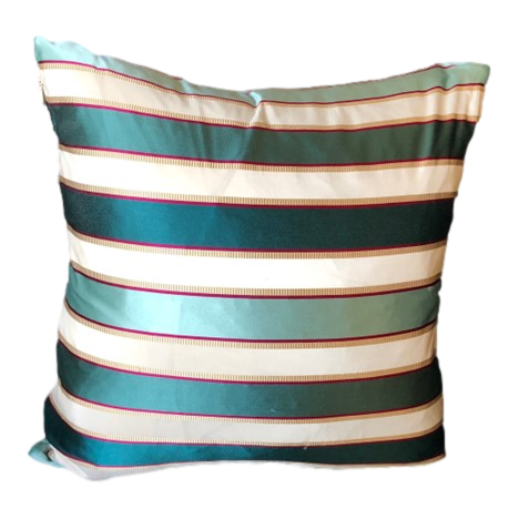 Striped Teal & Turquoise Silk Throw Pillow